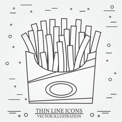 thin line icon fries in box for web design vector