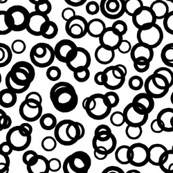 black circle seamless pattern with intersecting vector