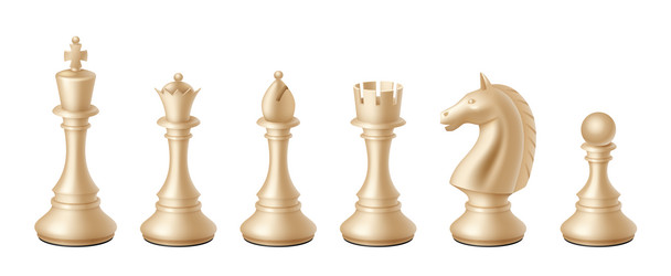 Realistic white chess pieces icons chessmen vector