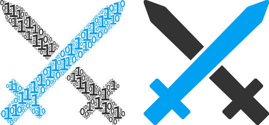 Crossing swords composition of binary digits vector