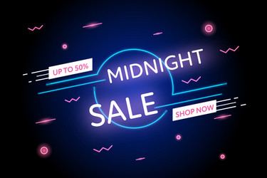 Midnight sale up to 50 percent promotion banner vector