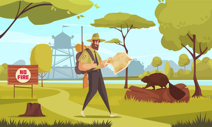 Forest ranger cartoon Royalty Free Vector Image