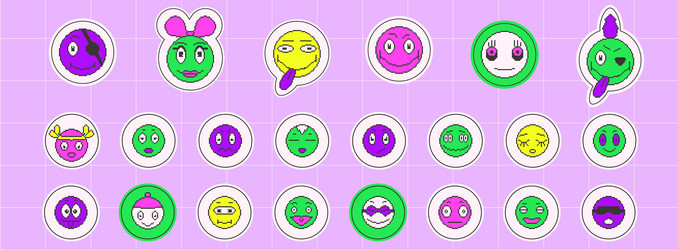 pixel art game faces with smiles 8 bit retro vector image