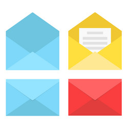 set closed and open envelopes with document vector image