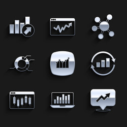 Set financial growth laptop with graph chart vector