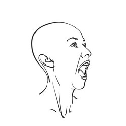 bald head screaming girl with wide open mouth vector