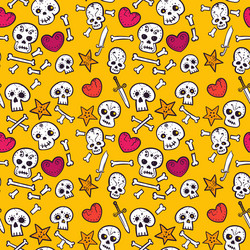 Skull & Heart Pattern - Day of the Dead Vector Image