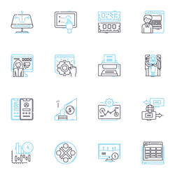 digital computing linear icons set algorithm vector