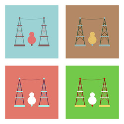 Flat icon design collection tree between vector