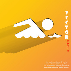 swimmer pool flat modern web button with long vector image