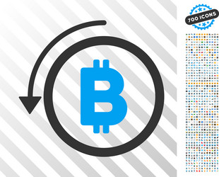 undo bitcoin payment flat icon with bonus vector