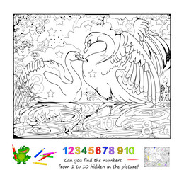 can you find and color the numbers from 1 to 10 vector image