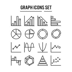 Graph and diagram icon in outline design for web vector