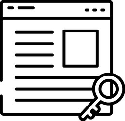 web browser and key icon half line style vector image