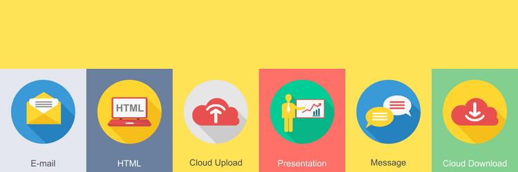 a set of 6 seo icons as email html cloud upload vector image