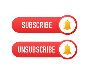 subscribe button template with notification vector image