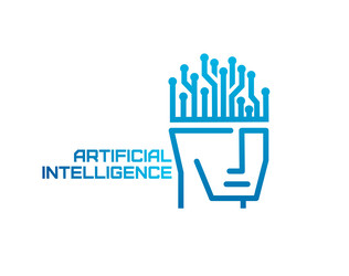 ai artificial intelligence robot with brain icon vector image