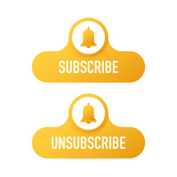 Subscribe button template with notification vector