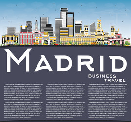 Madrid Cityscape - Gray Buildings Vector Image