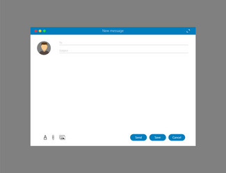 mail window template for new message with subject vector image