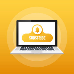 Subscribe button template with notification vector