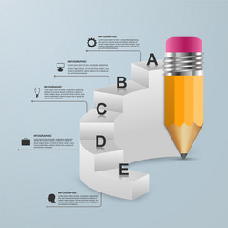 Infographics template with pencil and steps vector