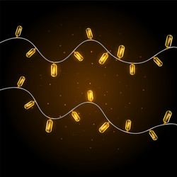 Realistic luminous garland on dark background vector