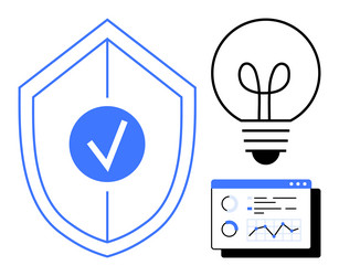 data security shield with checkmark lightbulb vector image