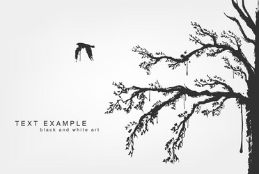 figures of flying birds trees in grunge style Vector Image