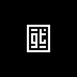 gt initial logo with square rectangular shape vector image