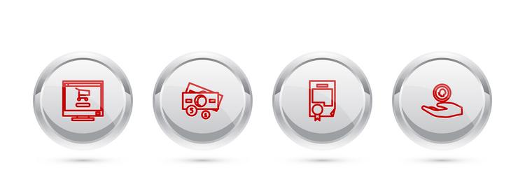 Set line shopping cart on computer stacks paper vector