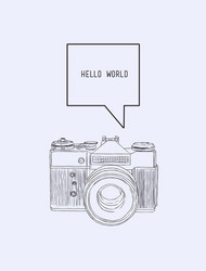 Retro Camera with Bubble Text Vector Image