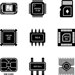 Nano chip icons set simple style vector