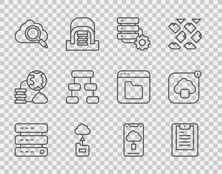 set line server data web hosting report vector image