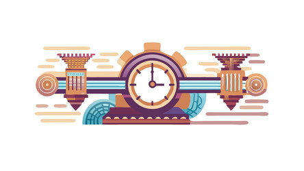 time chain link sequential process and continuous vector image