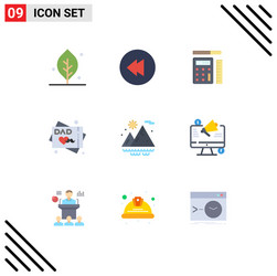 modern set 9 flat colors pictograph social vector