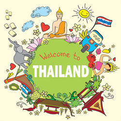 welcome to thailand set thai color icons vector