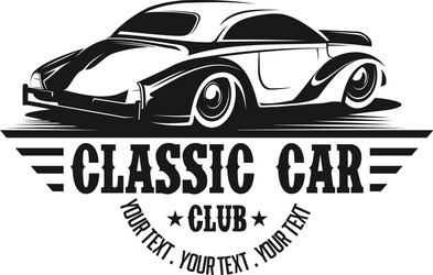 Classic car logo silhouette design Royalty Free Vector Image