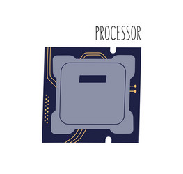 computer cpu or central processor unit isolated vector image