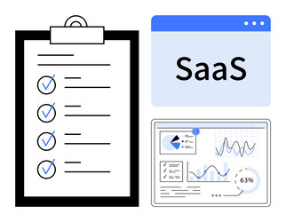 saas platform with checklist and analytics vector image