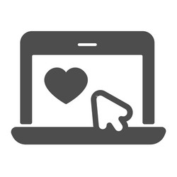 Laptop with heart and mouse pointer online date vector