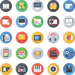 Flat rounded entertainment icons vector