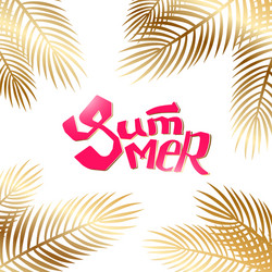 Tropical Summer Palm Lettering Vector Image