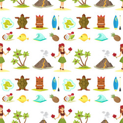 Hawaii Hula Dancer Seamless Pattern Vector Image