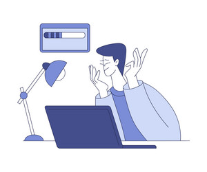 tired man at desk computer programming vector image