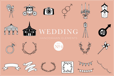 Wedding handdrawn elements set Royalty Free Vector Image