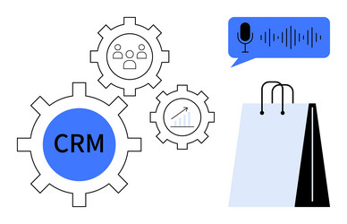crm system integration with data analytics voice vector image