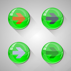 detailed glossy arrow buttons with long shadow vector