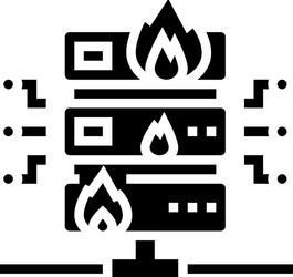 Server fire security system glyph icon vector