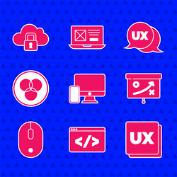 set monitor and mobile front end development ui vector image